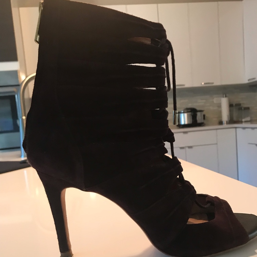 Joie Anja Suede Lace-up Booties in Wine